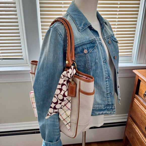 COACH Bleecker Heritage Canvas Tote & Matching Tattersall Wristlet 2007 - Picture 14 of 16